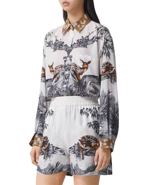 Burberry Carlota Deer Printed Button